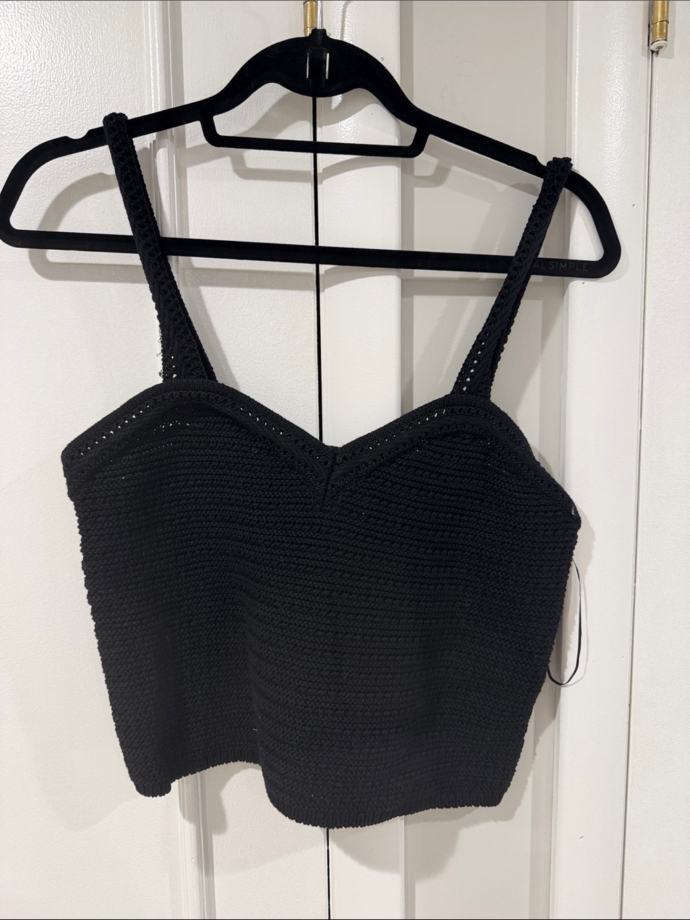 Design History Black Crochet Knit Cami Top